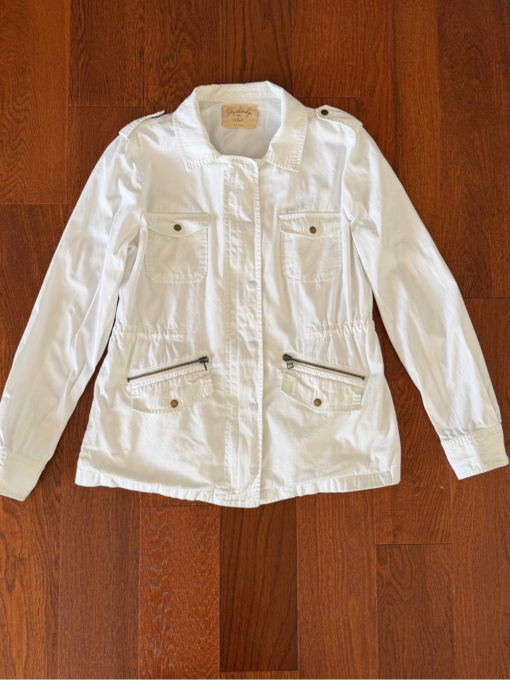 Lily Aldridge for Velvet Ruby Lightweight Utility Army Jacket Ecru size M - Picture 7 of 9